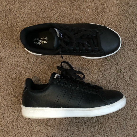 black leather cloudfoam sneakers